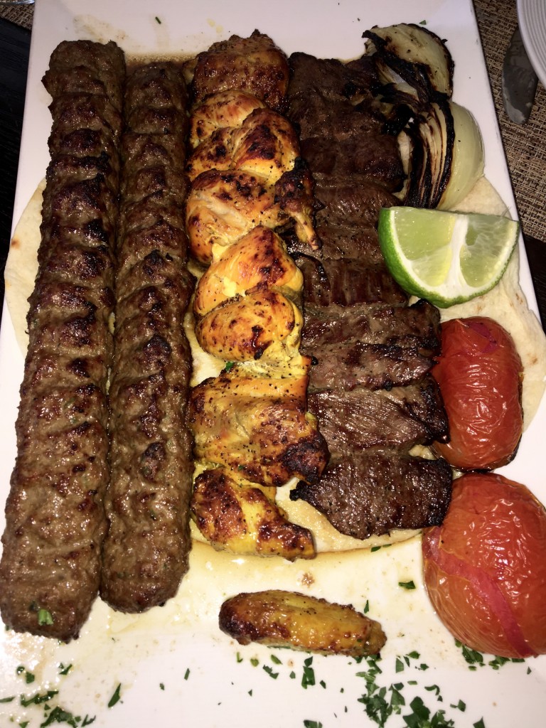 mixed Persian kabob platter at Ravagh NYC 