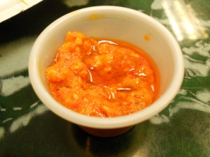 Surinamese hot sauce at Warung Kario Queens
