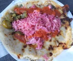 Salvadoran super pupusa at El Olomega food truck NYC
