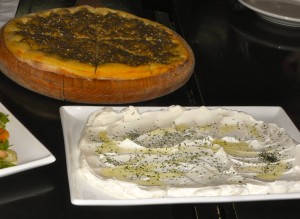 Syrian zaatar bread with labneh at Waterfalls Cafe Brooklyn
