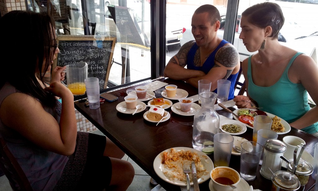 pretty sure the cute short-haired woman is about to pounce face-first into the dessert