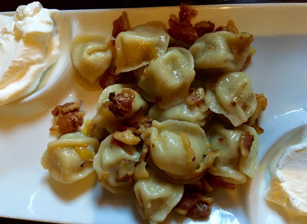 koldunai served with... drum roll please... bacon!